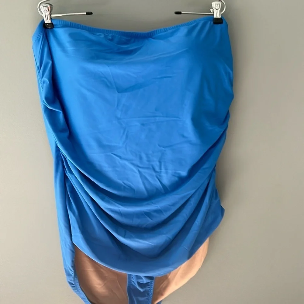 -NWT  Plus size - Ruched bandeau one-piece in sail blue Size 24